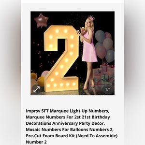 5ft Foam Marquee “2”